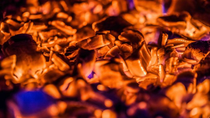 Bright Orange Embers in a wood Stove